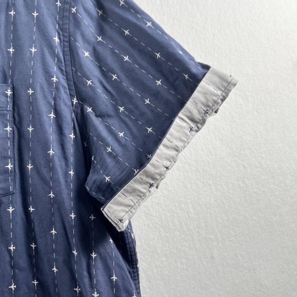 Johnston & Murphy Men's 2X Short Sleeve Button Up Casual Blue w Airplanes - Picture 3 of 9